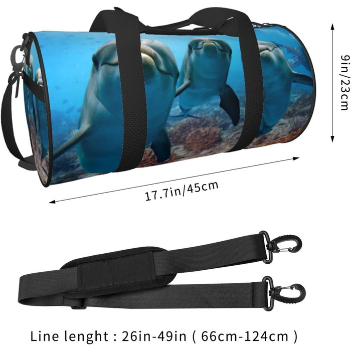 Дорожня сумка-циліндр з морськими тваринами та веселими дельфінами, спортивна сумка для чоловіків та жінок, сумка для подорожей, спортивна сумка