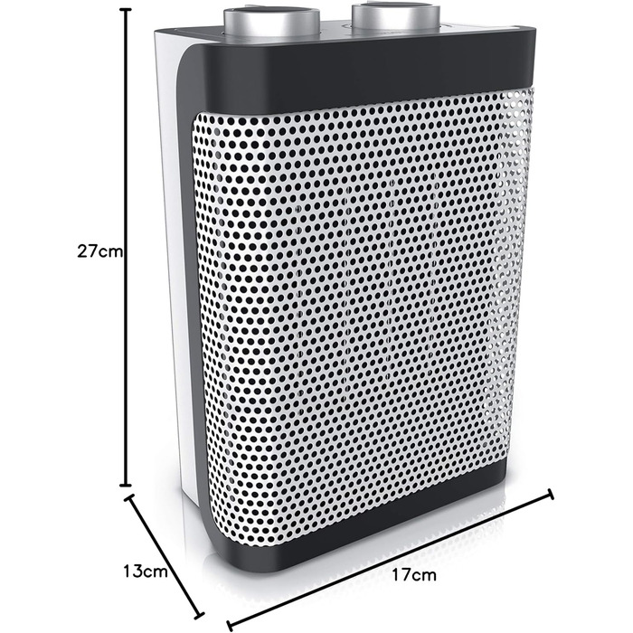 Керамічний вентилятор-обігрівач - 2 рівні потужності - Плавне регулювання температури - 1500 Вт - Енергозберігаючий, тихий вентилятор-обігрівач для ванної кімнати - Захист від перегріву, захист від перекидання - Обігрівач