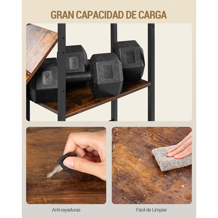 Книжкова полиця Hzuaneri, 3 колони, 6-ярусна книжкова шафа у формі дерева, 17 відкритих незалежних полиць, для домашнього офісу, спальні, вітальні, 24 x 156 x 180 см, вінтажний коричнево-чорний BC53201B