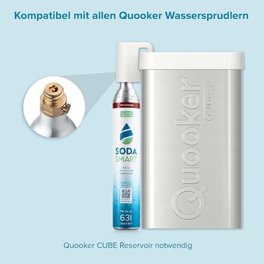 Балон CO2 преміум-класу SodaSmart для виробника газованої води Quooker Наповнений 425 г вуглекислого газу 25 г додатково для більш ніж 60 л Балон з вуглекислим газом як резервний пакет