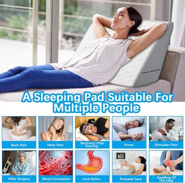 Клиноподібна подушка для ліжка та дивана, ергономічна подушка для читання з піни з ефектом пам&39яті при рефлюксі апное сну, трикутна подушка з піни високої щільності, для підтримки спини під час гри, читання або перегляду телевізора