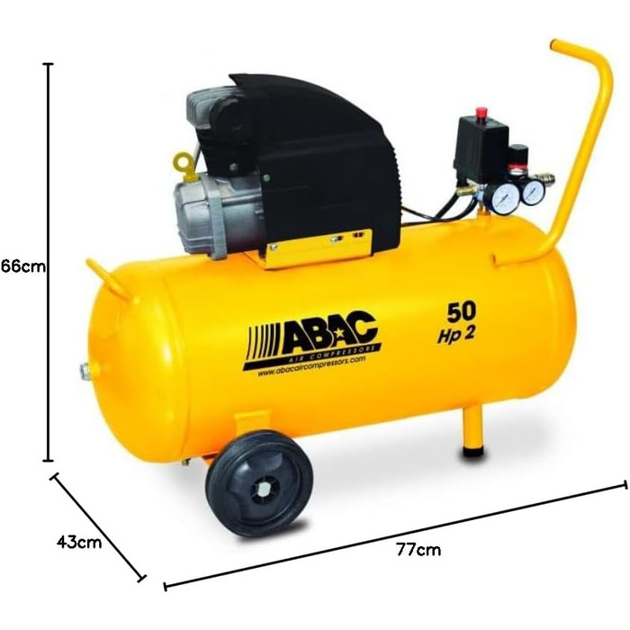 Повітряний компресор ABAC MONTECARLO B20 BASELINE, 50-літровий повітряний компресор, подвійний манометр, макс. тиск 8 бар, впорску