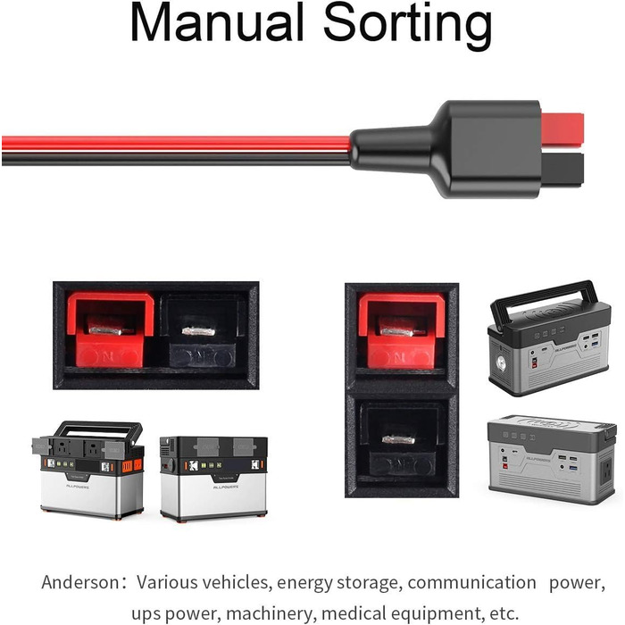 Комплекти зєднувальних кабелів для сонячних панелей для портативних генераторів Накопичувач енергії RV, 16AWG Solar to Anderson PowerPole Adapter