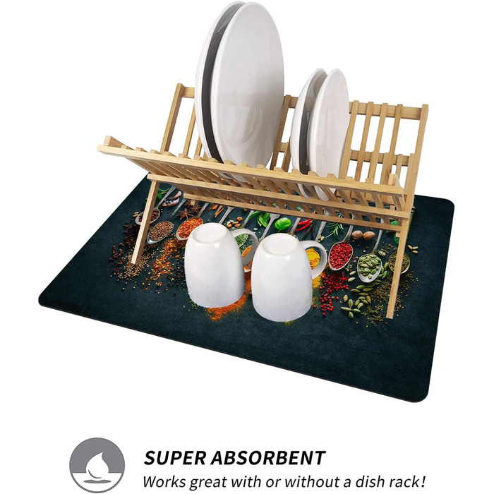 Протиковзкий килимок KINGGOO з діатомової землі для кухні, швидковисихаючий та абсорбуючий, миється, протиковзкий килим для зони кухонної раковини 60x180 см, діатомова земля