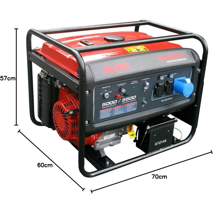 Генератор AL-KO 6500-C (потужність двигуна 5,0 кВт, об&39єм 389 куб. см, 4-тактний двигун, 2 розетки 230 В, 1 розетка 12 В, великий бак для тривалої роботи)