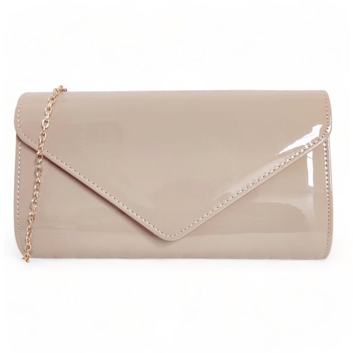 Клатч/Сумочка лакована для нареченої, весілля, вечірки, середнього розміру, колір нюд