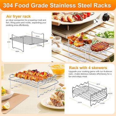 Аксесуари для фритюрниці ENSINE, аксесуари для фритюрниці для фритюрниці Ninja AF400EU, AF500EU, 9-10.4L XXL, включаючи силіконову форму, масляний спрей, решітку для гриля, силікон форми для випічки, папір для випічки тощо. НАБІР 22 шт.