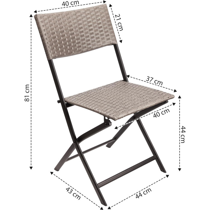 Набір з 2 садових стільців Тоскана - Складне крісло з полі ротанга, стійке до погодних умов і міцне - Складне балконне крісло - Кемпінгове крісло для саду Балконна тераса - Крісло для кемпінгу - Сіро-коричневий 2 шт. и