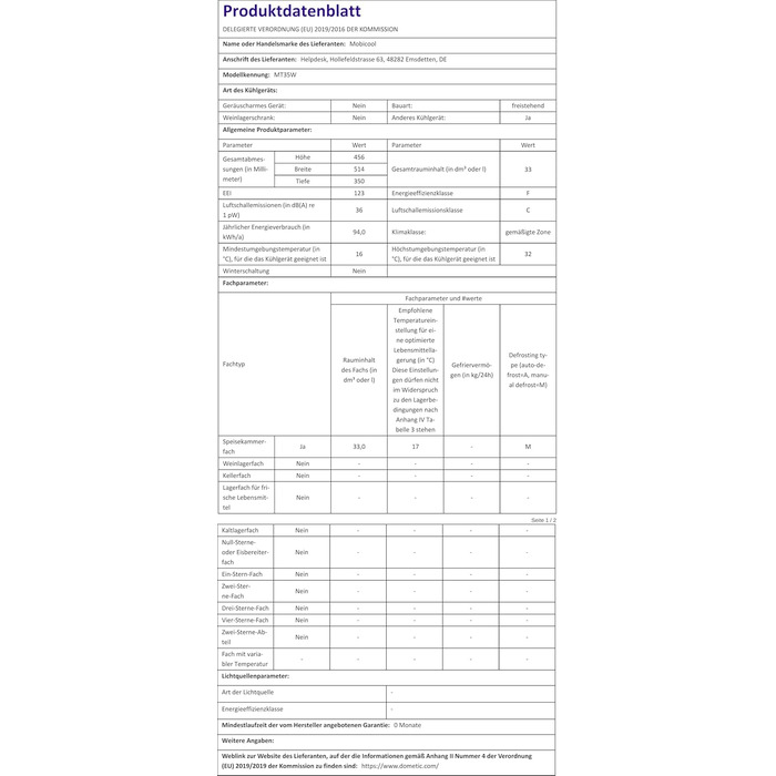 Портативний електричний кулер Mobicool MT35W, 34 літри, 12/230 В, 33 літри
