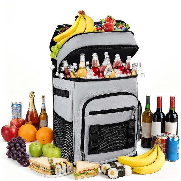 Великий рюкзак-холодильник об&39ємом 30 л, рюкзак з відділенням-холодильником, великий водонепроникний ізольований рюкзак-холодильник, герметична складна сумка для пікніка, портативний холодильник для барбекю та пікніків