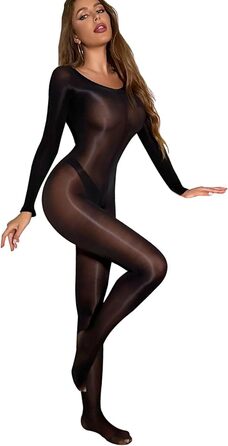 Боді-комбінезон YLS для жінок, сітка, відкритий, з рукавичками, чорний, універсальний розмір