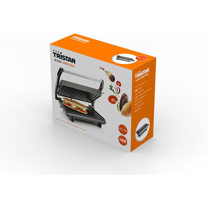 Контактний гриль Tristar GR-2650 Антипригарне покриття рухома кришка 700 Вт
