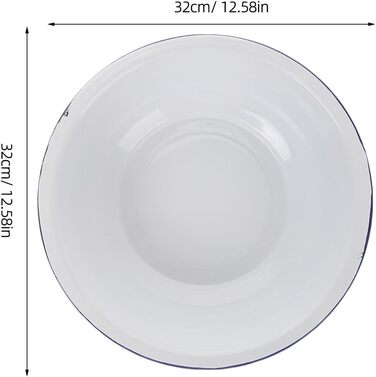 Загальна емальована чаша Біла 32 см потовщена вінтажна емальована чаша Велика побутова чаша для миття, замішування, подачі та приготування салатів