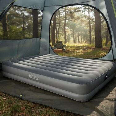 Надувний матрац Intex 64114E Dura-Beam Standard Prestige Fiber-Tech розмір Queen вбудований електричний насос USB висота 30,5 см вантажопідйомність 272,2 кг Надувний матрац середньої висоти Queen