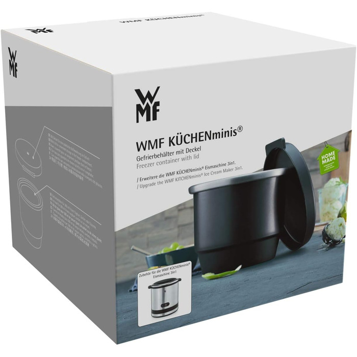 Морозильна камера WMF Kitchen Mini з кришкою для морожениці 3-в-1 для замороженого йогурту, сорбету та морозива, 300 мл