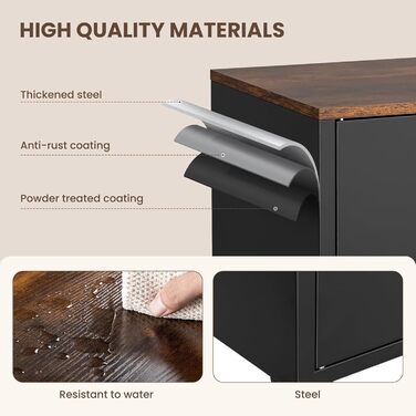 Металева шафа, шафа для зберігання речей, металевий комод, сервант, кухонна шафа, балконна шафа, бічна шафа, садова шафа, шафа для документів, шафа для передпокою, регульована полиця, 40Г x 80Ш x 76В см