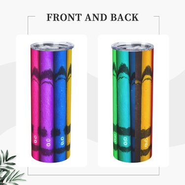 Кухоль з прямою трубочкою, 590 мл, кольорові олівці, друк, дорожній кухоль, підходить для кемпінгу, офісу та дому