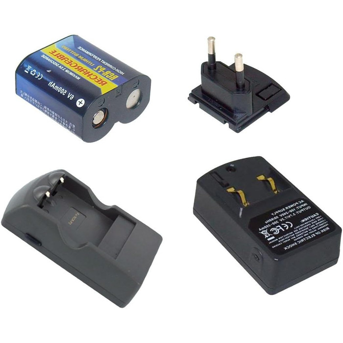 Зарядні пристрої PowerSmart 100-240 В (вхід), 7,3 В (вихід), 0,3 А (вихідний струм) для Sanyo CR-P2, Sony CR-P2S, Varta CR-P2 (в комплекті 1 зарядний пристрій 1 акумулятор)