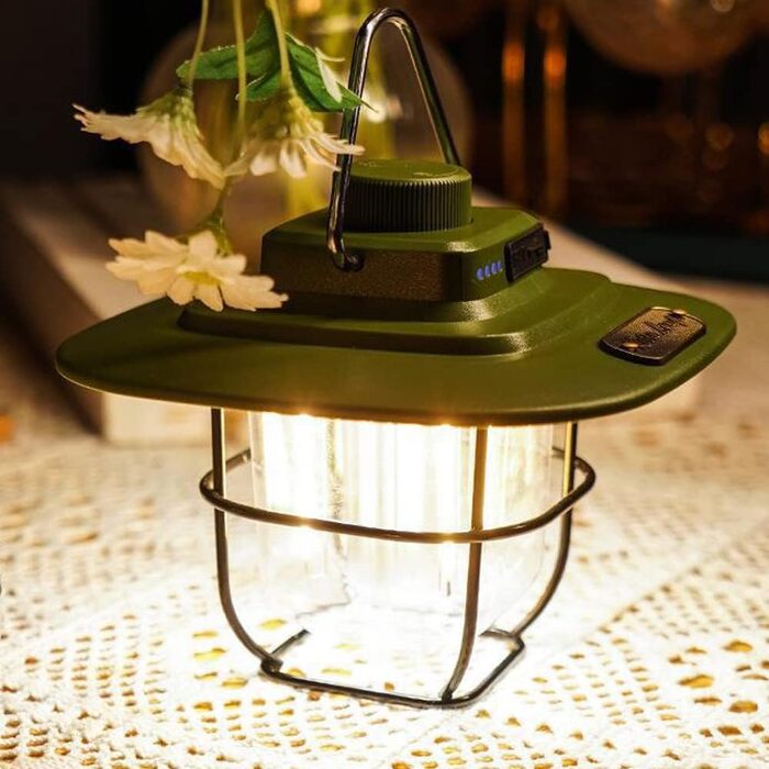 Світлодіодний ліхтар для кемпінгу, ретро кемпінговий ліхтар, світлодіодний ліхтар для намету, акумуляторний портативний акумулятор, водонепроникний, безперервного затемнення для кемпінгу, намету, походів, риболовлі (чорний)