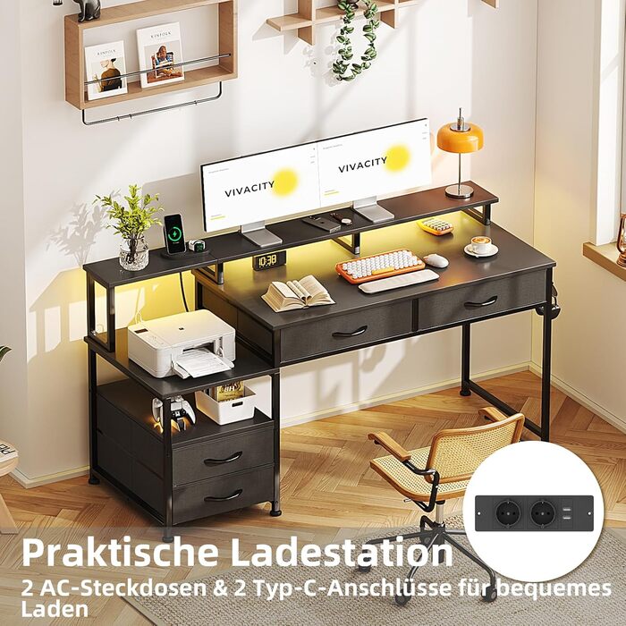 Письмовий стіл MUTUN з 4 шухлядами та тримачем для навушників