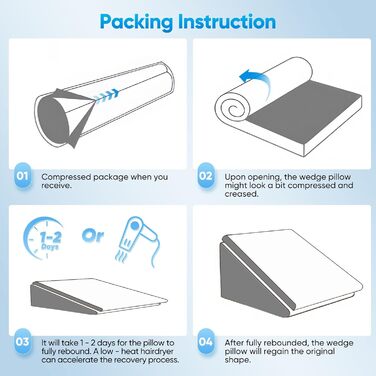Клиноподібна подушка для ліжка та дивана, Д50xШ50xВ26. Подвійна подушка для читання з чохлом, який можна прати, з піни з ефектом пам&39яті, від хропіння та для більшого комфорту в області шиї та спини.