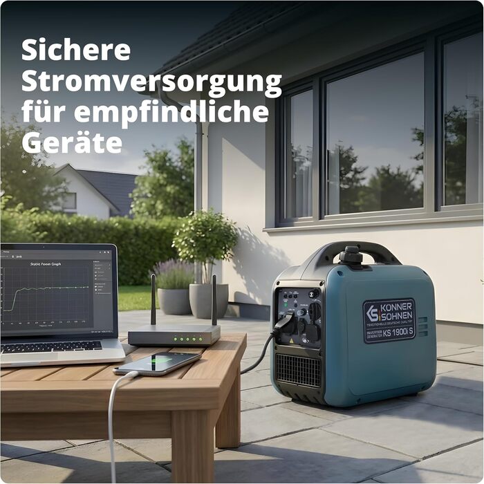 Інверторний генератор K&S Knner&Shnen KS 1900i S потужністю 2,0 кВт, Інверторний генератор зі звукоізольованим корпусом, Бензиновий аварійний генератор з мідною обмоткою, Інверторний генератор з 2 USB-виходами Blue1900 1,9 кВт