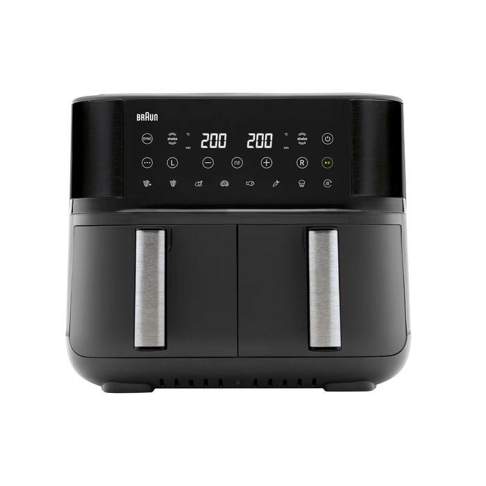Аерофритюрниця Braun TwinCook 3 TD3030IBK, 2 камери, 8л (4л 4л), 80-200, функція Sync, 8 програм, легке очищення, 2850Вт, чорна