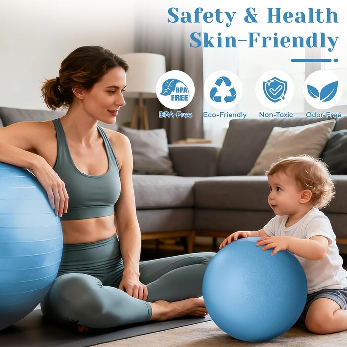 Комплект гімнастичного м&39яча 55/65/75 см та м&39яча для пілатесу 25 см м&39яч Pezzi з антилопним покриттям для вагітних, м&39яч для сидіння з антиковзким покриттям, м&39яч для балансування, м&39яч для йоги для дому, фітнесу та офісу, синій L 7525 см