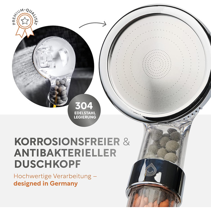 Преміум лійка для душу з мінералами від happydrop водозберігаюча ручна лійка з підвищеним тиском та 3 режимами струменя