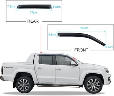 Вітровий дефлектор JHCHAN для VW Amarok 2011-2022 V6 Amarok Canyon Atacama Aventura D Чохол від дощу Вітрове скло Сонцезахисний козирок Аксесуари для кріплення зовнішньої дверної коробки Дим чорний PMMA Набір з 4 предметів