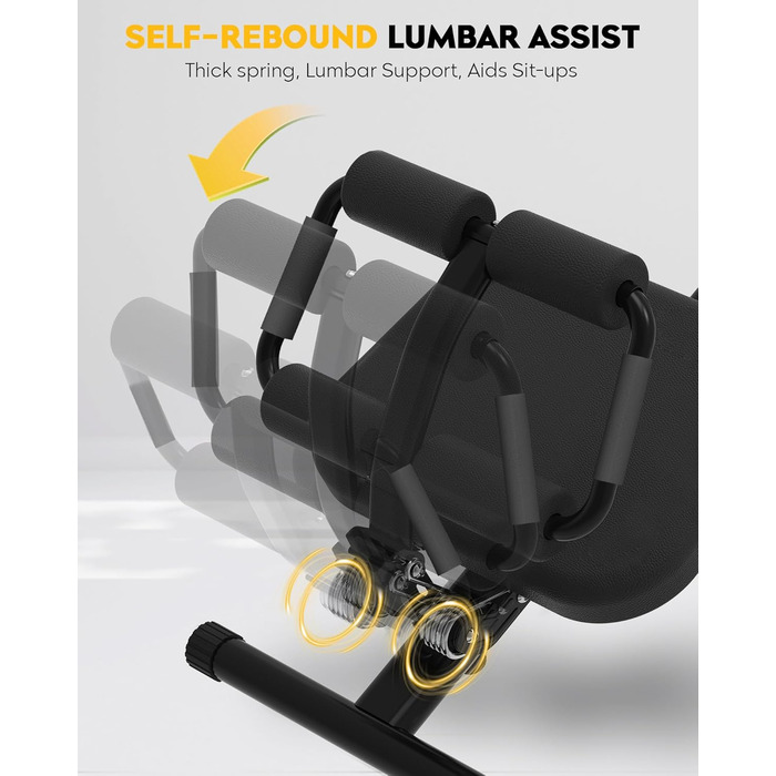 Тренажер для м&39язів живота GuuG складний тренажер для живота, фітнес-тренажер для живота, домашній тренажерний зал для чоловіків та жінок, чорний