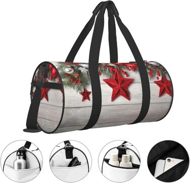 Спортивна сумка для подорожей, принт Різдвяні кулі, сумка на нічліг, чорна, універсальний розмір