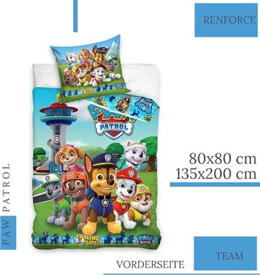 Постільна білизна Paw Patrol підковдра 135x200 80x80 бавовна - дитяча постільна білизна для дівчаток та хлопчиків - 2 шт. и - 1 на
