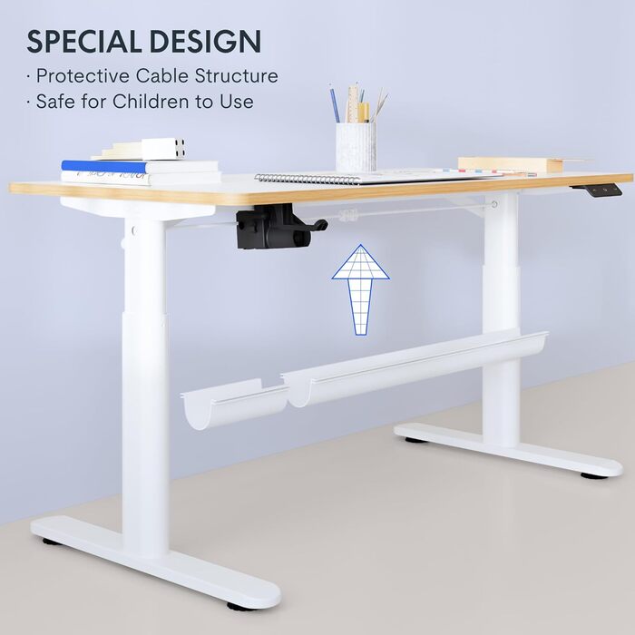 Дитяча парта FLEXISPOT, електрична парта з регулюванням висоти 120 x 60 см, для дітей від 6 років, ергономічна стільниця, вантажоп