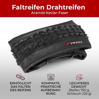Велосипедні покришки Fincci Hybrid MTB (26x1.95) з камерами Schrader