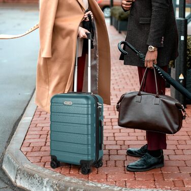 Ручна поклажа TANTOMI, 20-дюймова валіза з твердим корпусом, візок, легка валіза на колесах з ABS-пластику, дорожня валіза з 4 колесами, 3-значний кодовий замок (світло-темно-зелений, 41 л) Світло-темно-зелена ручна поклажа (M)