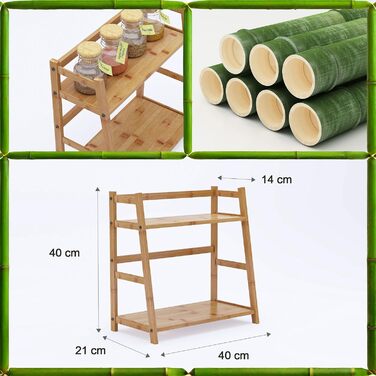 Бамбукова підставка для спецій, стояча, настільна полиця, 40x40x21 см, дерев&39яна підставка для спецій, кухонний органайзер, органайзер для кухонної стільниці, пральні та офісу