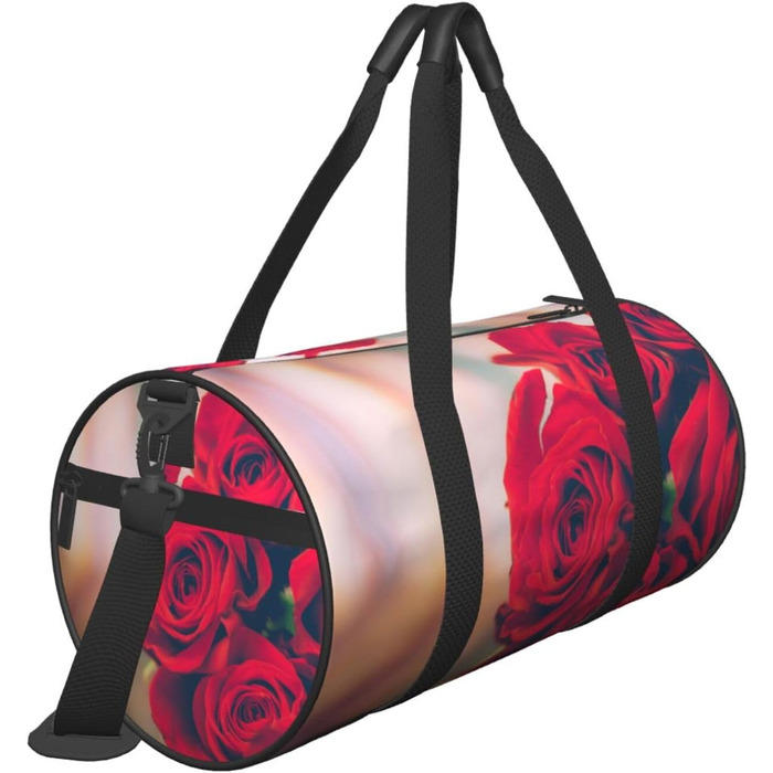 Спортивна сумка, дорожня сумка, красива червона троянда, з принтом, для ночівлі, чорна, універсальний розмір, дорожня сумка