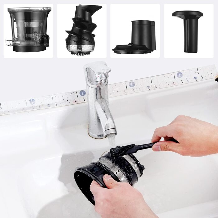 Електрична соковижималка для фруктів, овочів, граната, цитрусових, сорбету. Жолоб подачі з широким горлом 76 мм, без бісфенолу А, 150 Вт, чорний