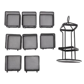 Органайзер для чайних пакетиків Matybobe, 2 рівні, 8 кошиків, обертовий кухонний стелаж для зберігання (8 кошиків) чорний 8 кошиків