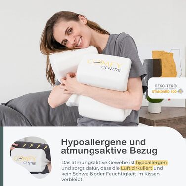 Подушка для колін COMFYCENTRE для сну на боці - Ортопедична та ергономічна подушка для ніг з піни з ефектом пам&39яті - Подушка для колін - Зручна подушка для сну Visco для ніг та колін (без ремінця) Біла без ремінця