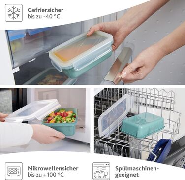 Контейнер для зберігання продуктів 2,2 літри 100 герметичний/гігієнічний Без BPA Підходить для миття в посудомийній машині, мікрохвильової печі та морозильної камери Пудрово-зелений 2,2 літри, 10130 Clip & Close Color Edition