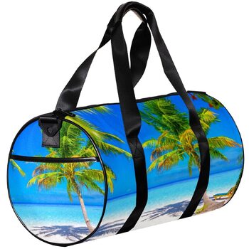 Спортивна сумка, маленька дорожня сумка, сумка для йоги, пляжу, фітнесу на природі, ручна поклажа. Сумка з дизайном Пальма та море.