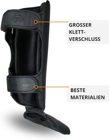 Щитки для гомілок MADGON з ідеальною посадкою та товстою підкладкою - Захист гомілок для бойових мистецтв, MMA, кікбоксингу, муай-тай Чорний/Чорний M