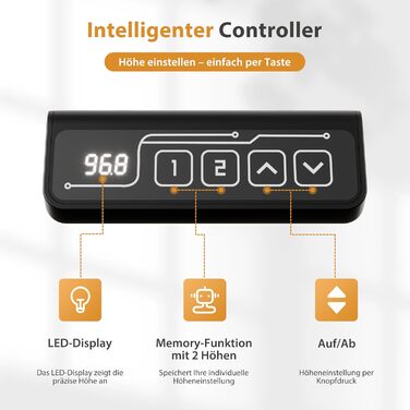 Стіл з регульованою висотою 120 x 60 см, стіл з електричним регулюванням висоти та функцією пам&39яті, стіл для роботи стоячи, регульований стіл, комп&39ютерний стіл для офісу, стіл для роботи стоячи, білий 120 x 60 см