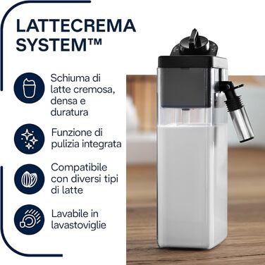 Повністю автоматична кавоварка (тиск 15 бар, автоматична система капучино, знімний резервуар для води 1,8 л, LCD панель, автоматичне очищення) сріблястий/чорний Кавоварка з удосконаленою молочною системою, 23.460.SB