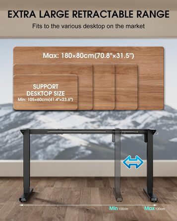 Каркас столу з регулюванням висоти та кабельним лотком, електрично регульований по висоті каркас столу з потужним двигуном, контролером пам&39яті та функцією захисту від зіткнень (чорний)