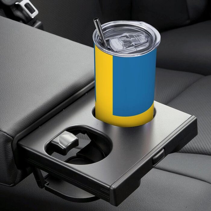 Кухоль з прямою трубочкою, дизайн шведський прапор, друкований, дорожній кухоль, підходить для кемпінгу, офісу та дому, 590 мл