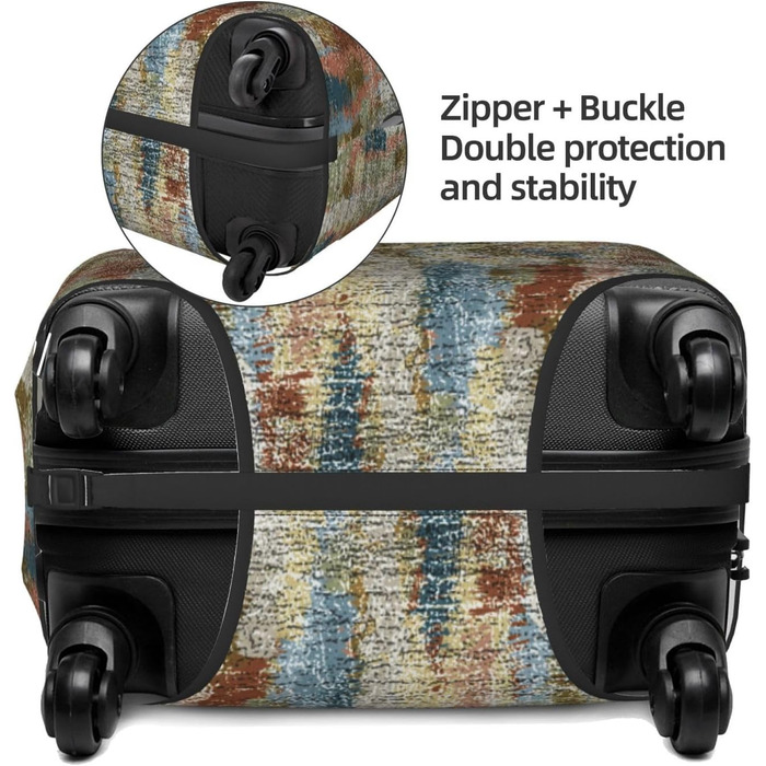 Чохол для валізи Богемний Абстракт з еластичної тканини, захисний від подряпин та пилу, чорний, розмір 85 см