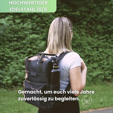 Пляшка для води преміум-класу з нержавіючої сталі Lake 750 мл, герметична та придатна для миття в посудомийній машині, двостінний вакуумний термос для активного відпочинку, екологічна, без BPA безкоштовна спортивна кришка (чорна)